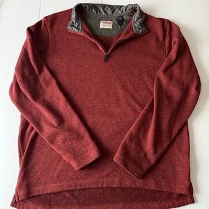 Wrangler Authentics Long Sleeve 1/4 Zip Pullover Men's‎ Sz L Red Fleece